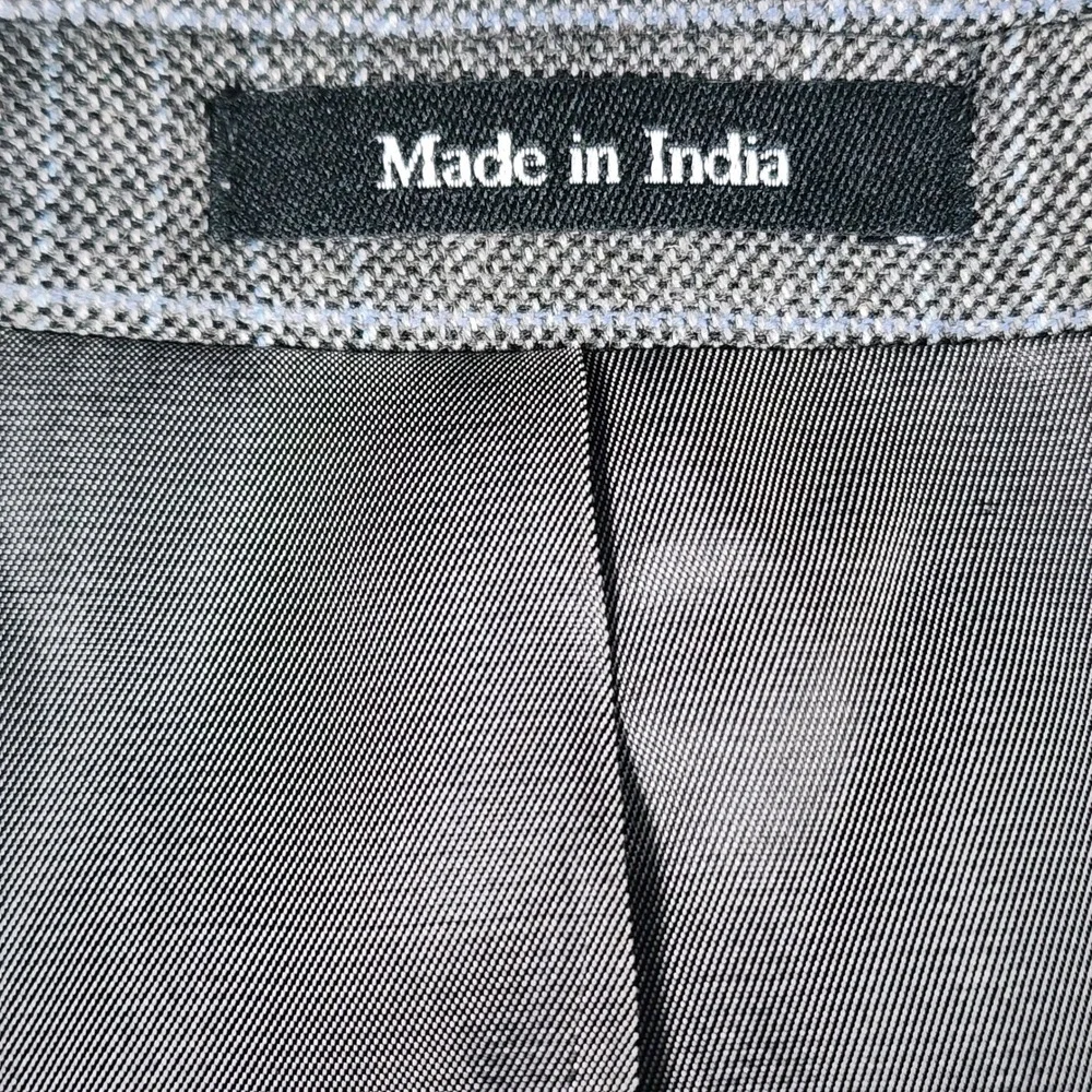 Joseph & Feiss Sport Coat Mens 46L Grey Windowpane‎ Wool Silk Linen Blazer